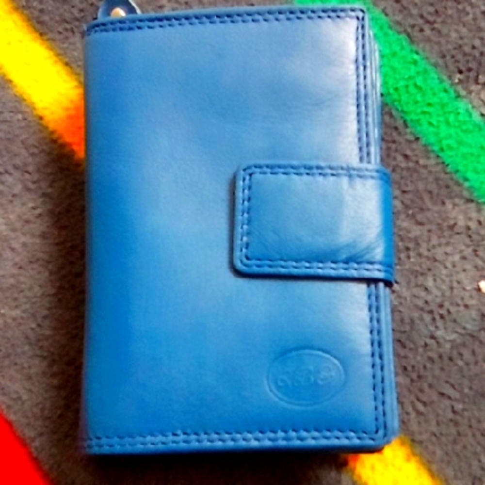 Women's Jbg Blue Leather Wallet With Change Purse